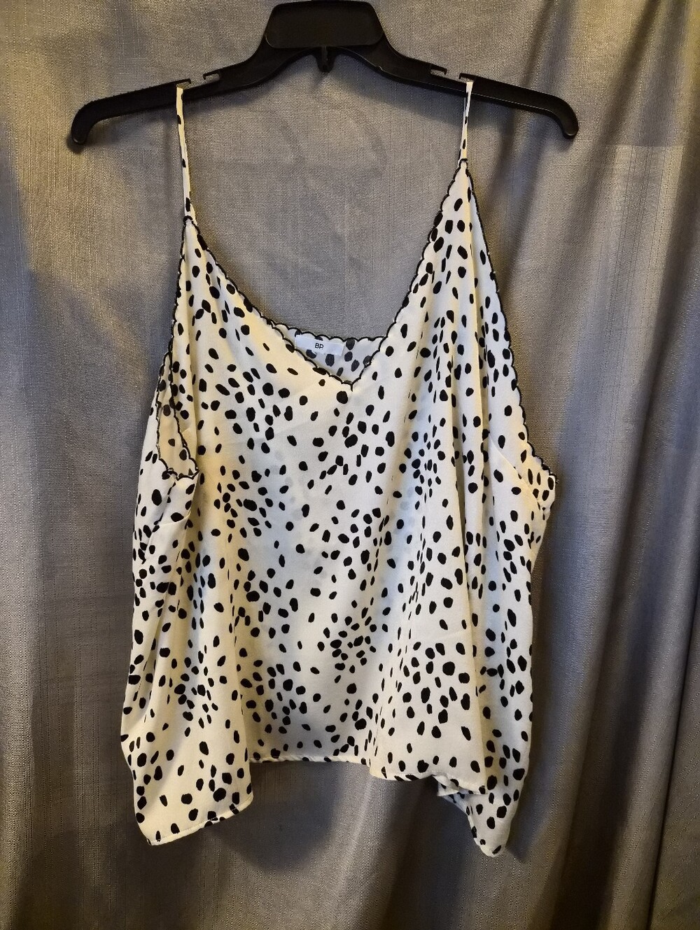 bp White Satin Cami with Black Dot Print